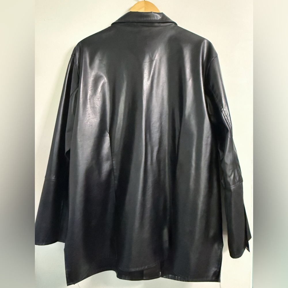Fashion Bug Plus 22/24 Black Faux Leather Jacket | DIY Upcycle Project Ready - Picture 8 of 10